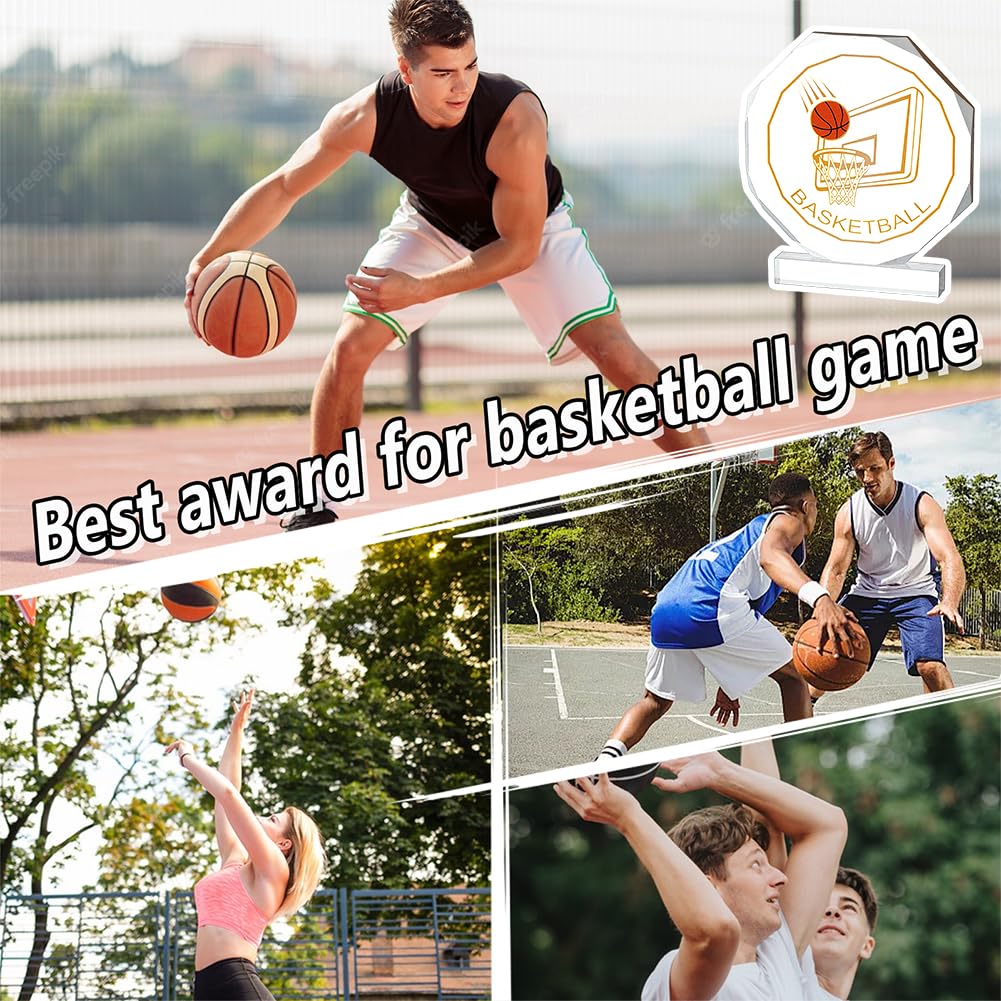 OLYCRAFT 6 trofeos deportivos acrílicos medallas de premio 11,9 x 13,4 cm Baloncesto acrílico Campeonato trofeo de competición deportiva, placa de premio del equipo para competiciones deportivas