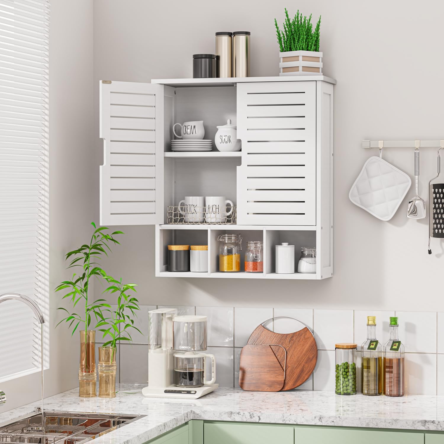 Bambus Badezimmer-Wandschrank – Mit Verstellbarem Regal, Einzeltür & Magnetschloss, Zur Montage In Bad, Küche Oder Wohnzimmer