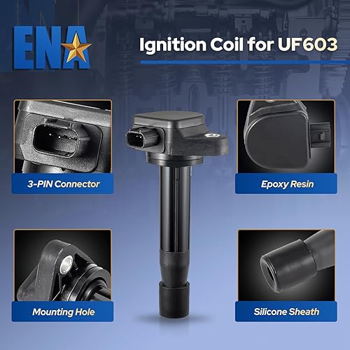 Miniatura 5 de ENA Paquete de bobinas de encendido UF603 y bujía platino 97390 2009-2017 compatible con Acura Honda Accord Crosstour Odyssey RL TL TSX V6 3.5L 3.7L