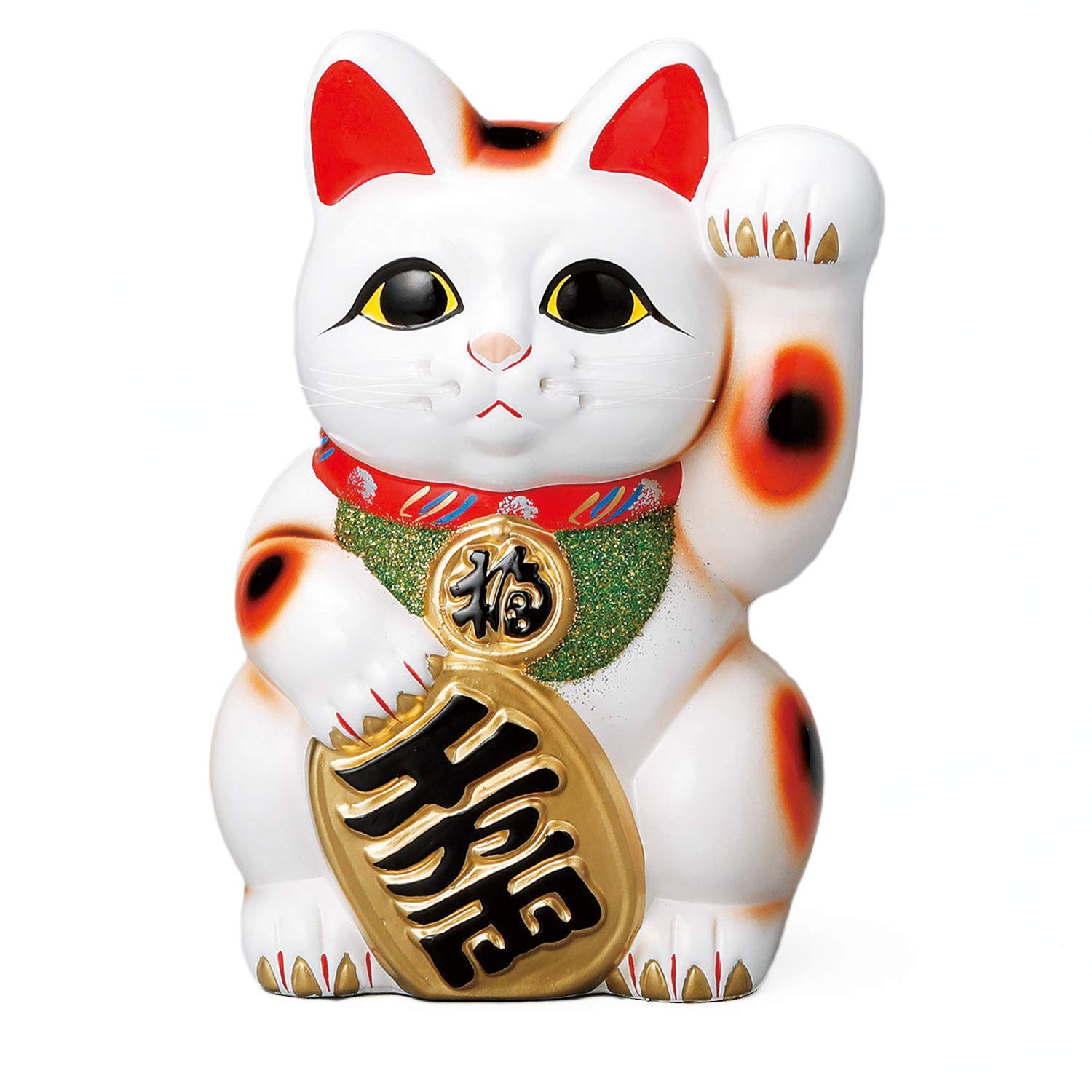 Amazon.co.jp: 常滑焼 梅月作 左手 白小判猫 貯金箱 8号 25cm 千万両