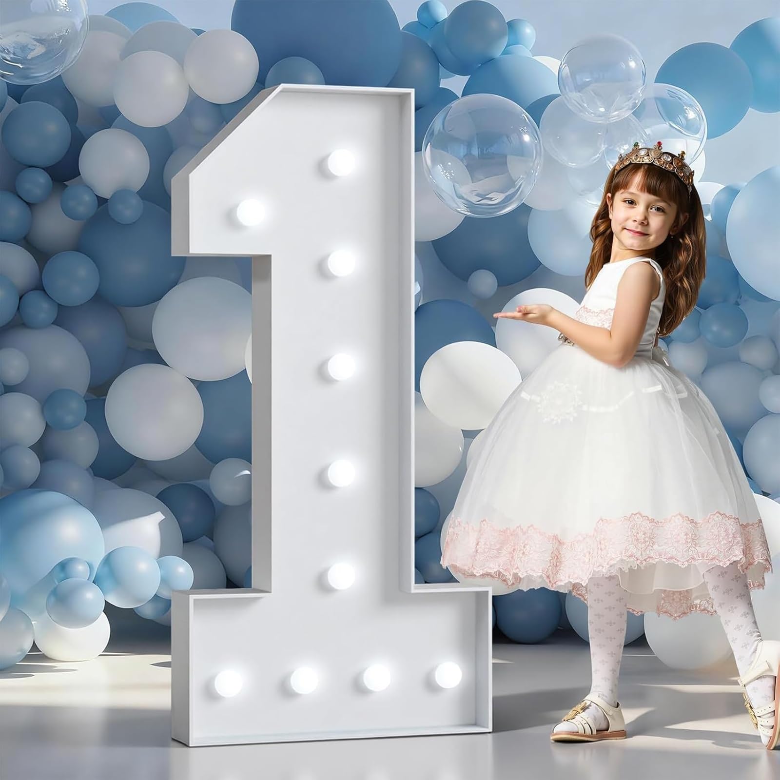 Marquee Numbers LED Light Up Sign Birthday Party Decoration(Number 1,3.3FT/100CM)