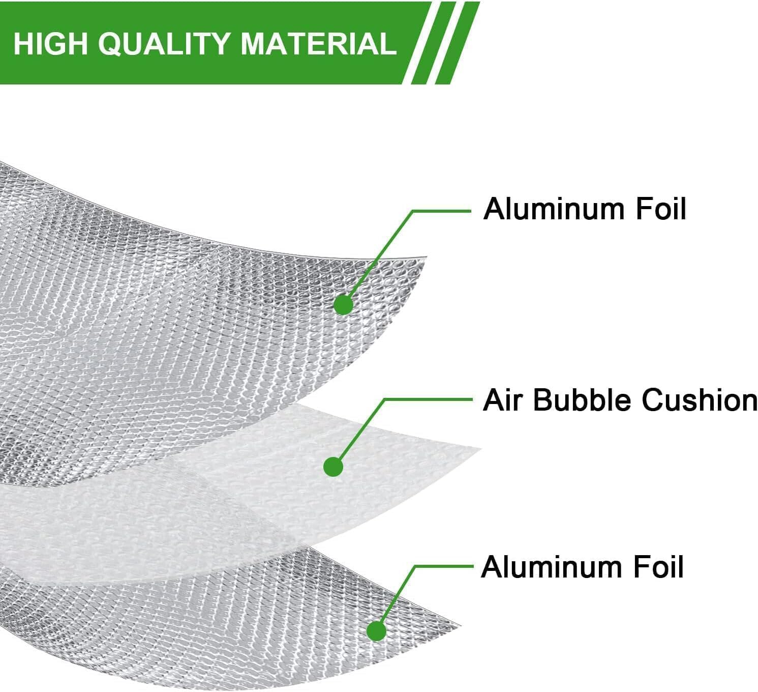 Double Reflective Insulation Poly-Foam, 24" x 25 Ft Reflective Window Insulation Radiant Barrier Aluminum Foil Bubble Insulation Roll for Keep Heat Thermal Insulation Shield - Engineered Foil