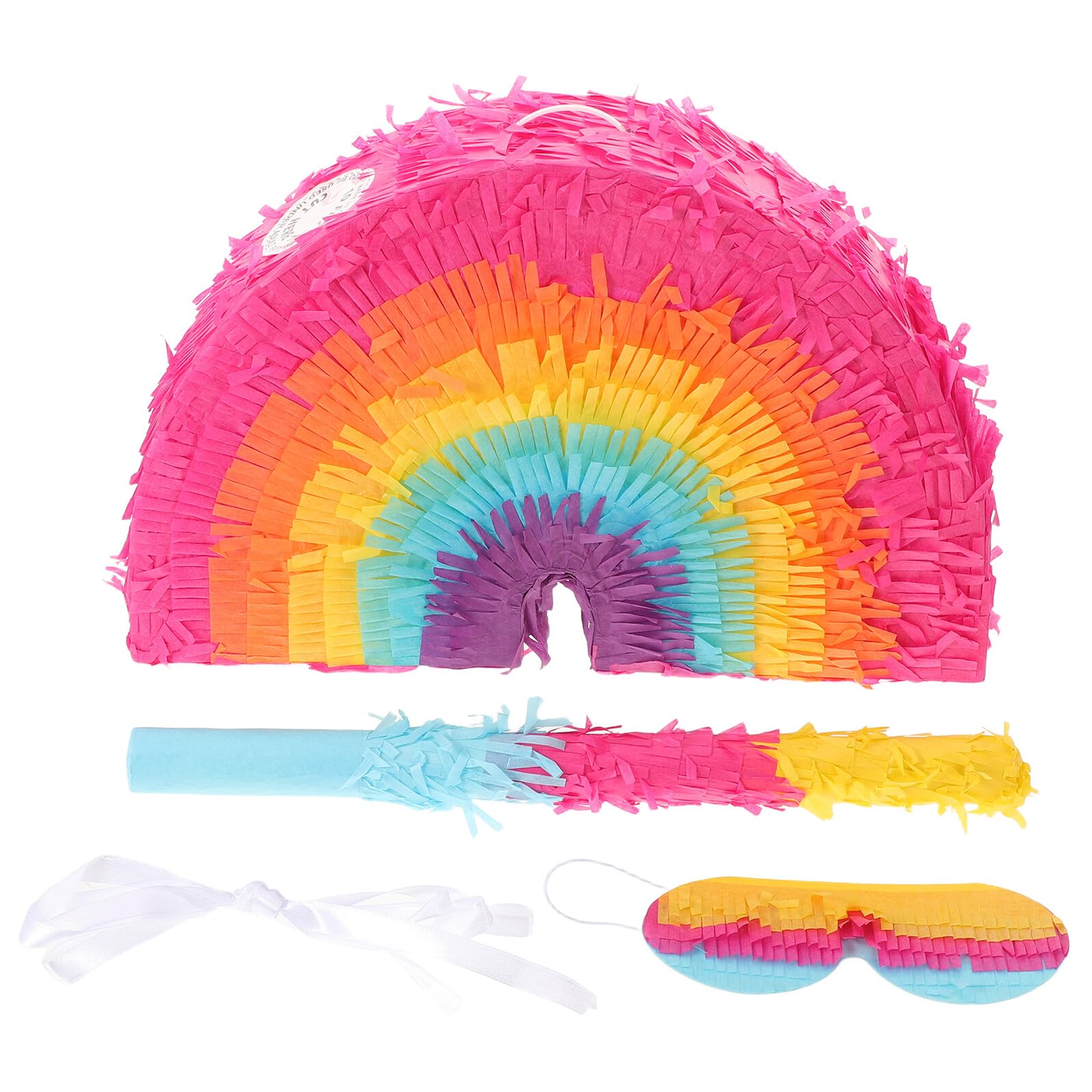Piñata de Arcoíris Colorida con Palos y Decoración Mexicana para Fiesta Boho Cumpleaños Aniversarios y Fiestas Navideñas Resistente y Rellenable para Divertidos