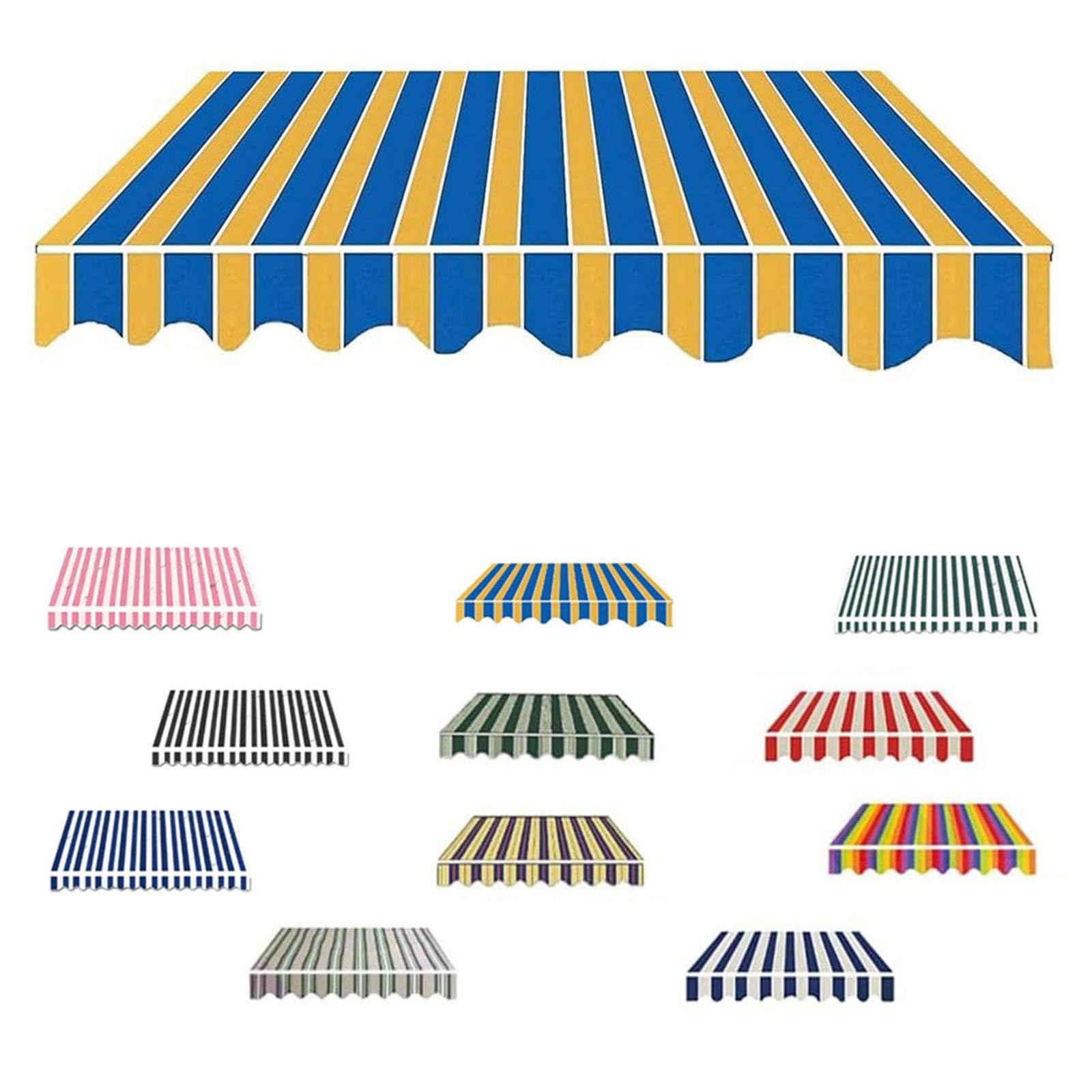 2m 2.5m 3m 3.5m 4m Garden Awning Replacement Fabric Top Cover Front Valance, Awning Fabric Replacement Window Awning Cover For Courtyard Balcony Restaurant(Yellow A,2x1.5m)