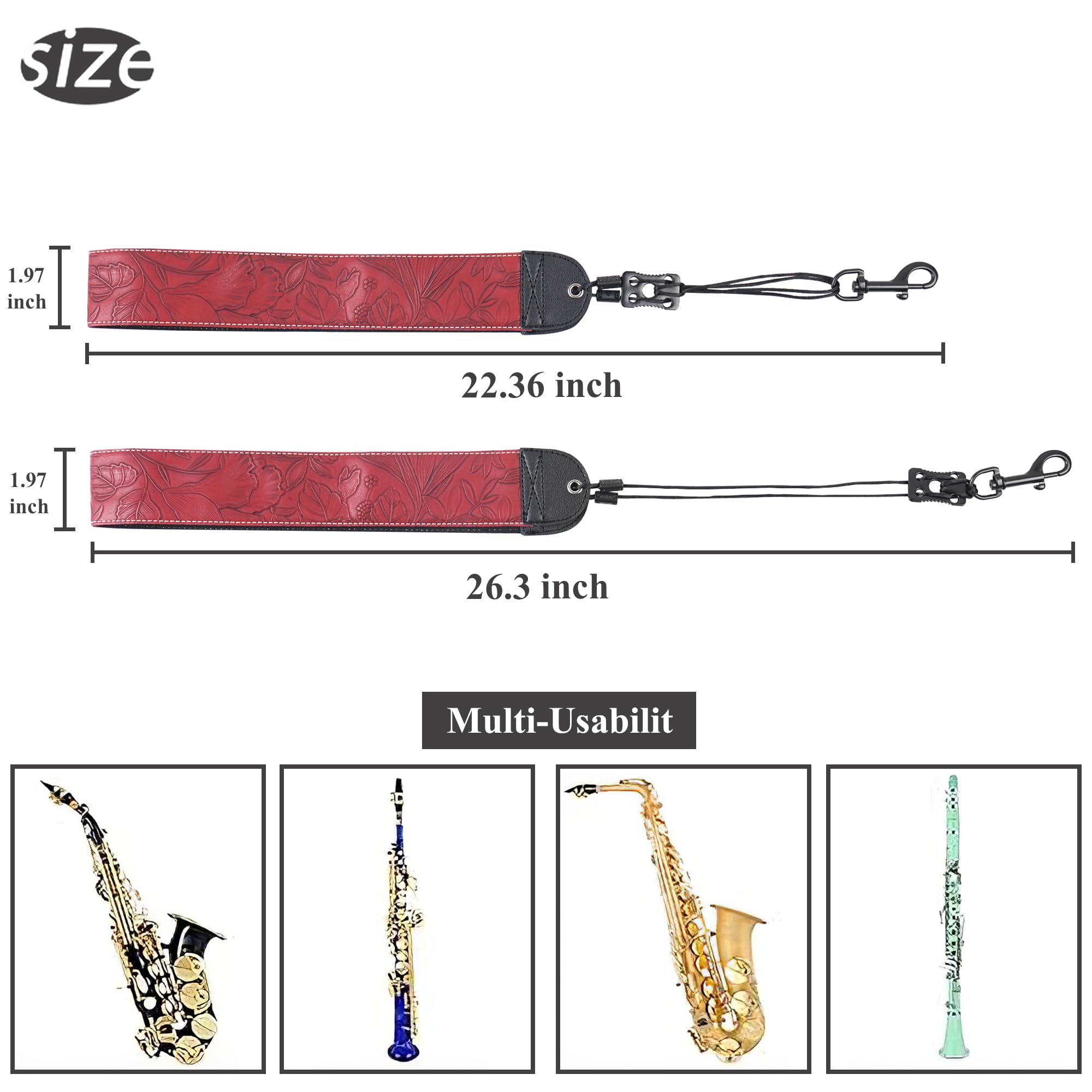 Czzmy Saxophone Neck Strap,Alto Tenor Bari Soprano Sax Neck Harness,Musical Instruments Accessories Parts(1-Carved Red) - Image 4