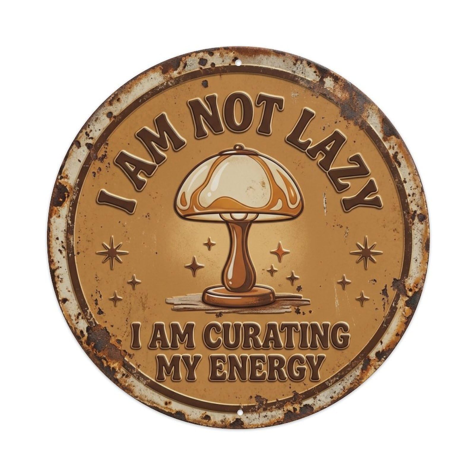 Mushroom Lamp Energy Study Vintage Metal Tin Sign Plaque Wall Decor for Cafe, Club Bar, Office, Garden Metal Poster 8x8Inch