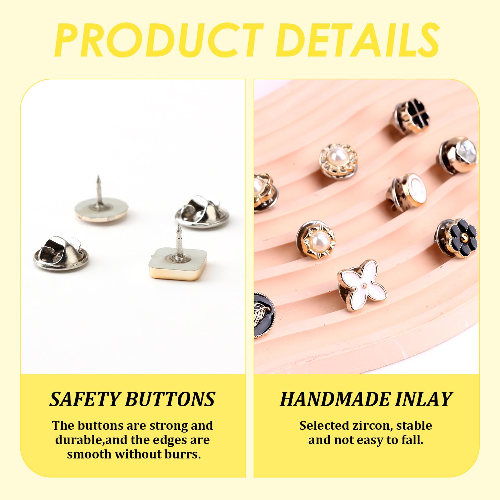 3 Broches élégantes Pour Vêtements - Métal Et Perle - Fixation Magnétique Amovible - Pour Chemise, Pull, Cardigan - Déco Et Réparation Sans Couture - 4