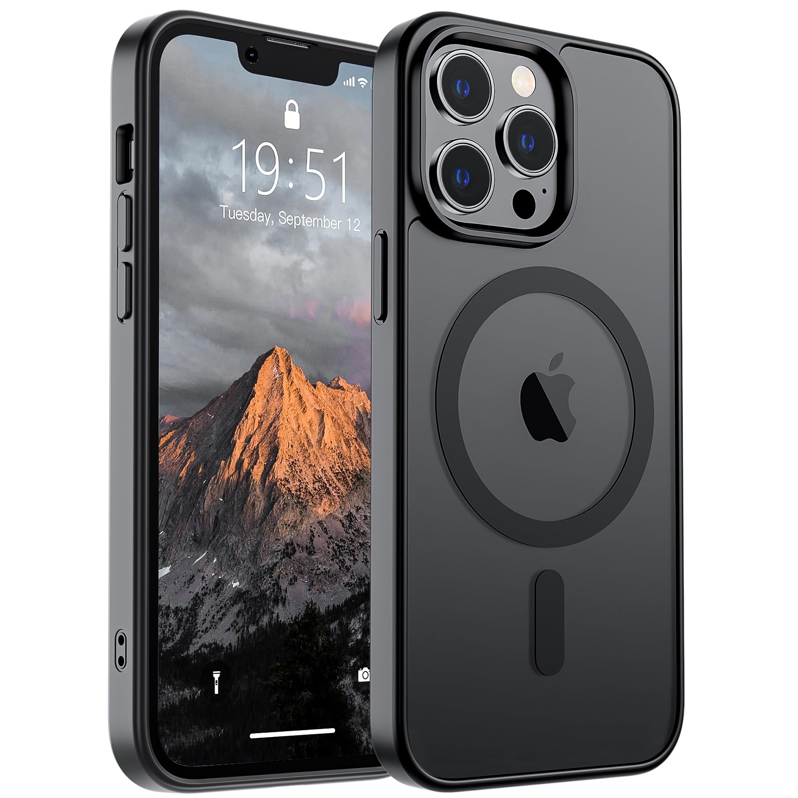 SUPFINEMagnetic for iPhone 13 Pro Max Case (Compatible with MagSafe) (Military Grade Drop Protection) Translucent Matte Shockproof Phone Cover,BlackGlobal Recycled StandardGlobal Recycled StandardGlobal Recycled Standard