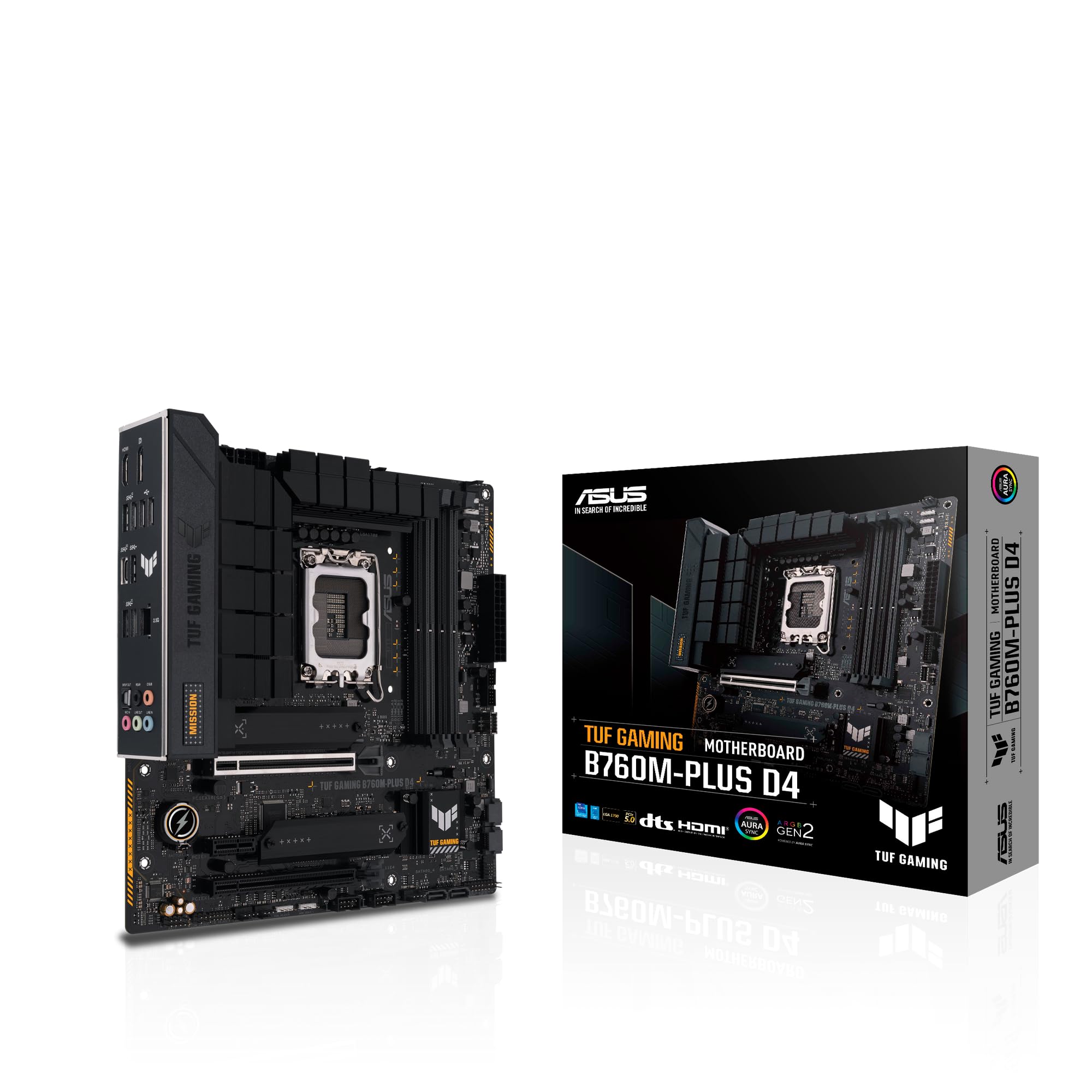 ASUS TUF GAMING B760M-PLUS D4 DDR4 5333MHZ 1XHDMI 1XDP 2XM.2 USB 3.2 MATX 1700P (kompatybilność z procesorem 13. i 12. generacji), (90MB1DI0-M0EAY0)