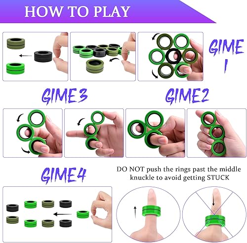 Vista 45 de Cevioce Paquete de 15 anillos magnéticos Fidget Toys Finger Spinner Pack