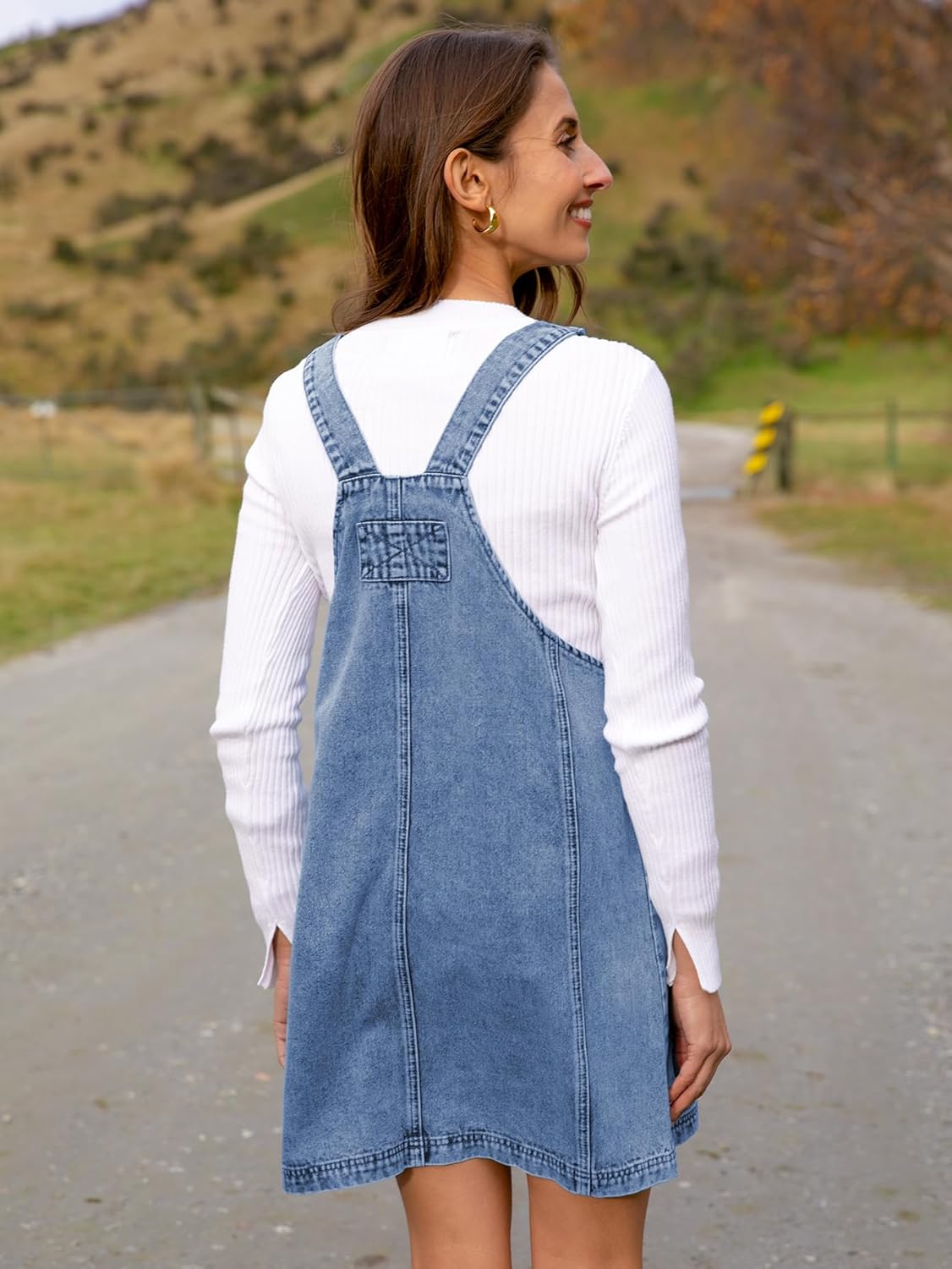 BerryGo Women's Denim Overall Dress Jean Sleeveless Mini Pinafore Adjustable Straps Overall Dress With Pocket - Image 7