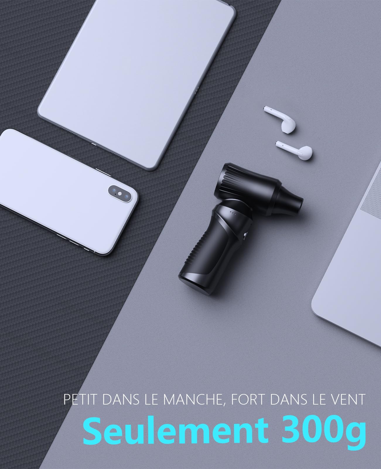 Mini Souffleur Sans fil Puissant, 200000 TR/Min Petit Souffleur Portable, souffleur air comprimé à 3 Vitesses avec Batterie 6000 mAh pour Nettoyage PC/Voiture