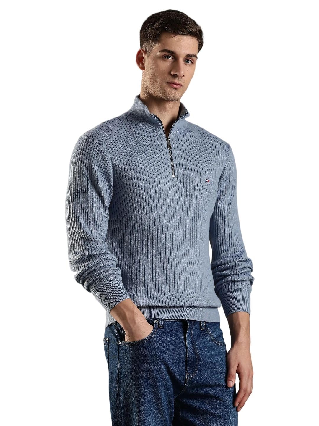 tommy hilfiger Regular fit Cotton Half-Zip Neck Pullover-picture-20