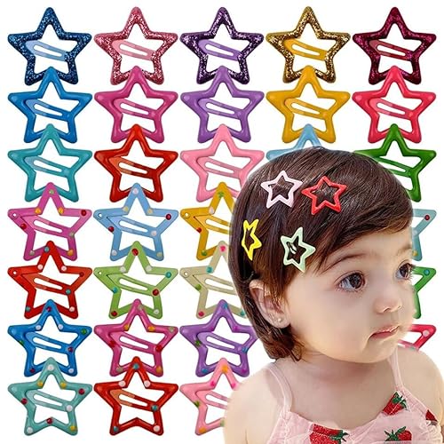 Pinzas para el cabello Y2K de estrellas coloridas para niñasniños, bonitos pasadores de pelo de estrella, clip de metal a presión, accesorios de
