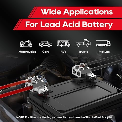 Miniatura 8 de TOPDC Conector terminal de batería de plomo ácido de 8 vías, extremos del cable de batería 8AWG hasta 40 (XL) AWG, positivo y negativo (+-) (par)