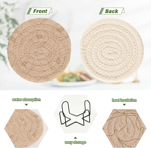 Miniatura 4 de Floral Lines Absorbant Coasters and Holder Set of 6 Coasters for Cups Coffee Table Coasters Porta Vasos para Mesas