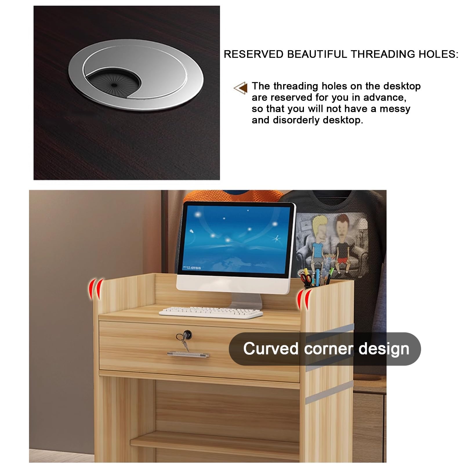 QWEASDF Reception Bancone Cassa per Negozio con Chiudibile Cassetti, Banco della Reception Semplice Moderno supermercato,Bancone Negozio per Ufficio，(Black)