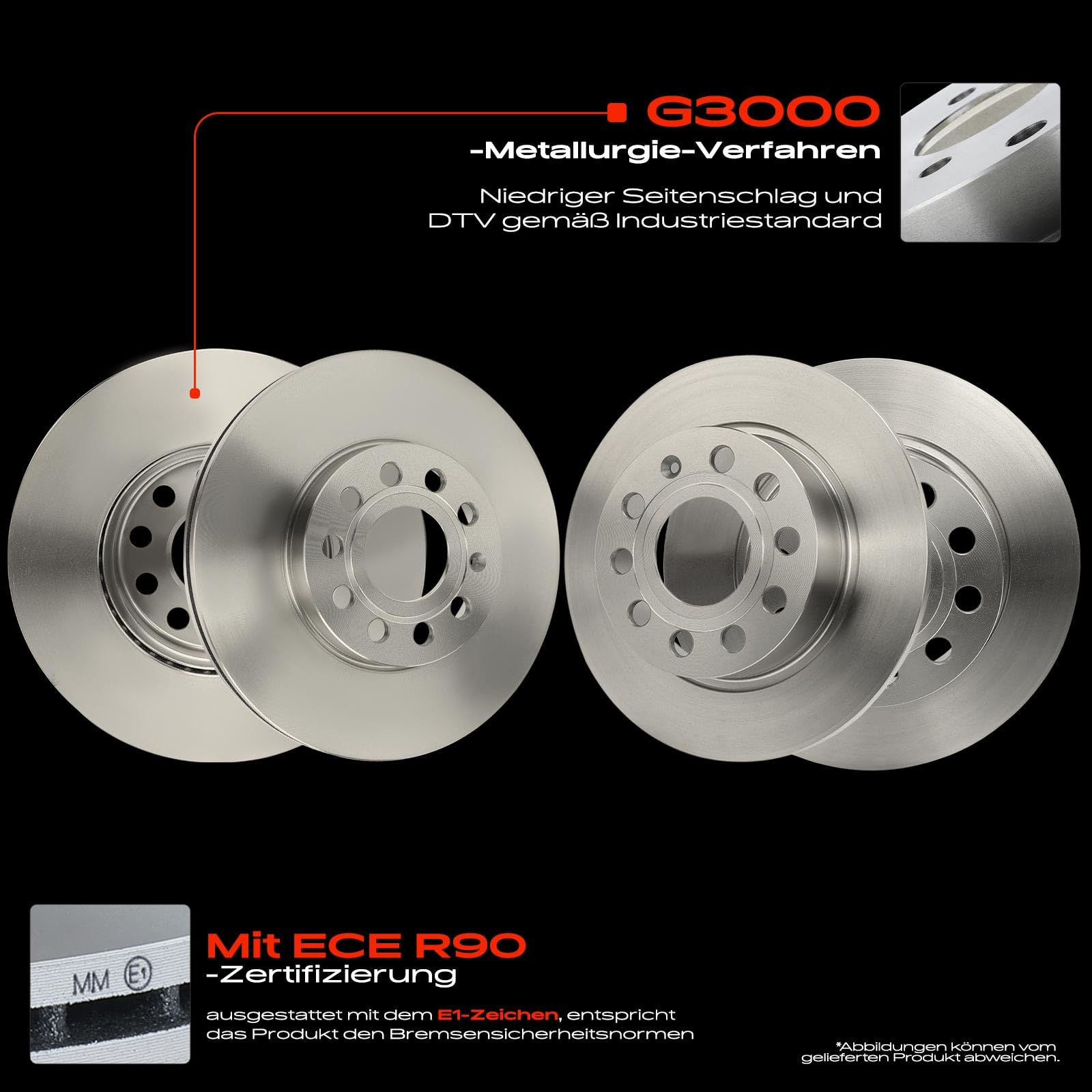Frankberg Bremsensatz inkl. 4x Bremsscheiben + 8x Bremsbeläge Vorne Hinten Kompatibel mit Golf VI 5K1 Golf V 1K1 Yeti 5L Beetle Cabriolet 5C7 5C8 Replace# 09914575