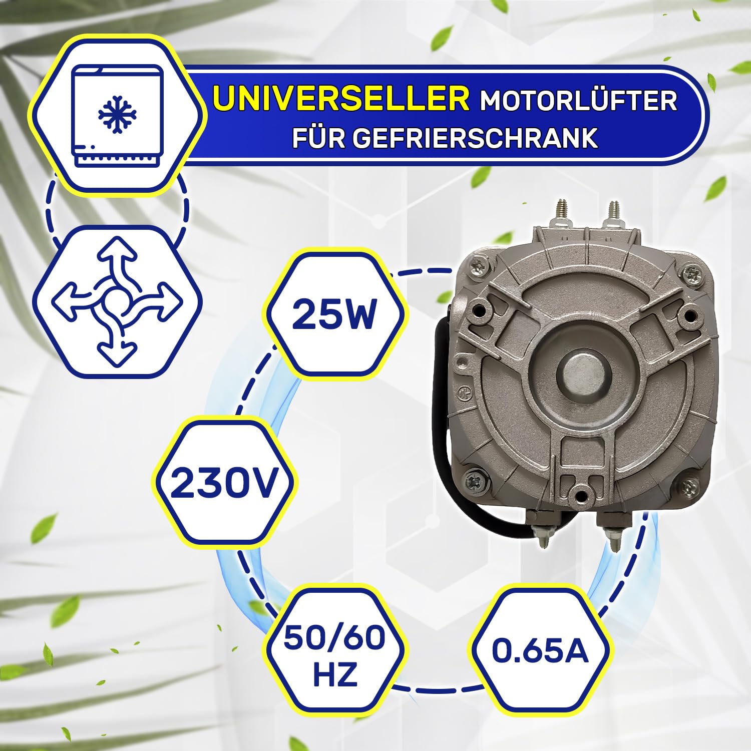 Universal Motorlüfter 25W 230V für Gefrierschrank und Kühlschränk - Garantie 10 Jahre - MONTERAL