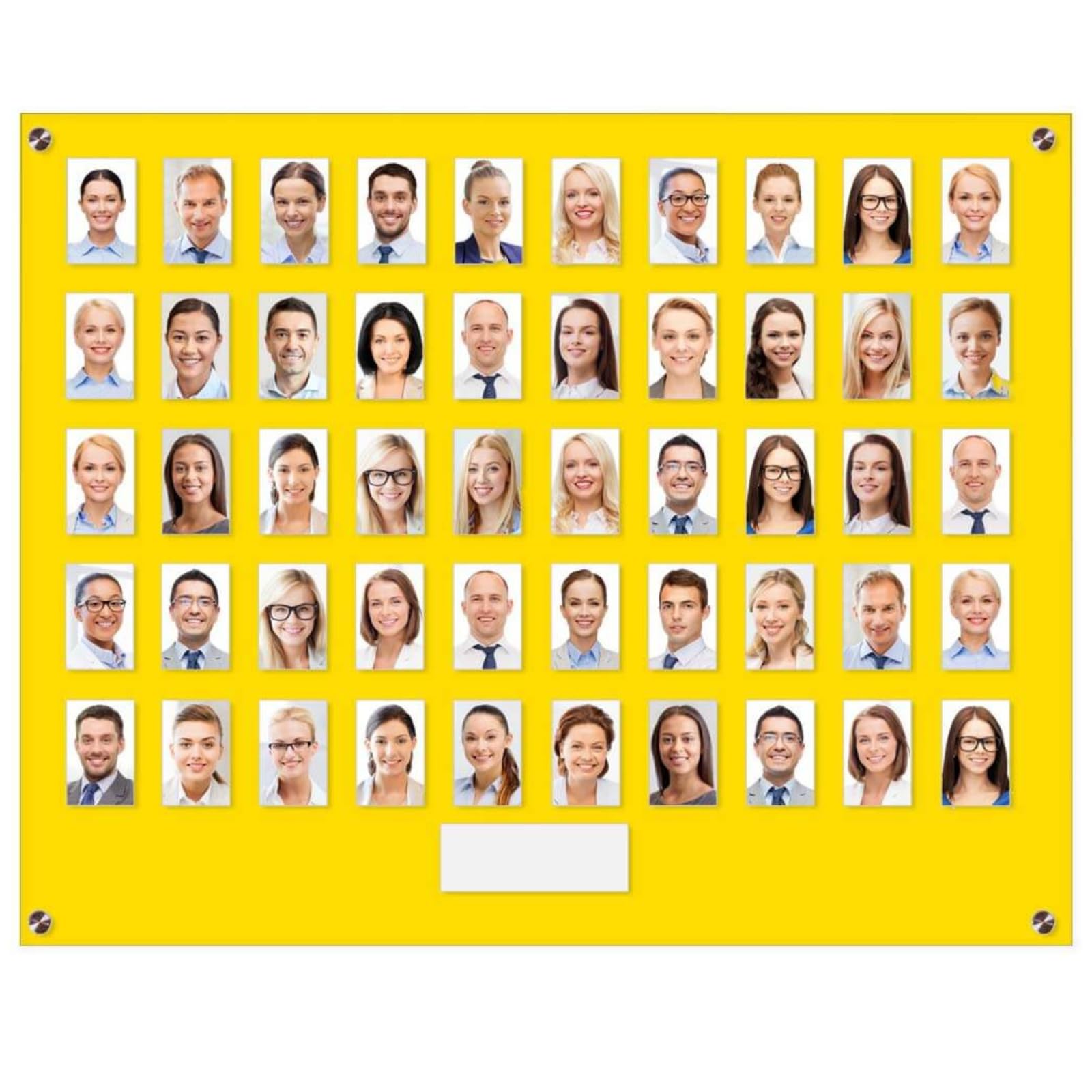 Get Acrylic Photo Frames - Yellow 50 Pocket Image Staff, Student, Employee Display Board With Pocket Header. 605mm Height x 760mm Width (60.6cm x 76cm)