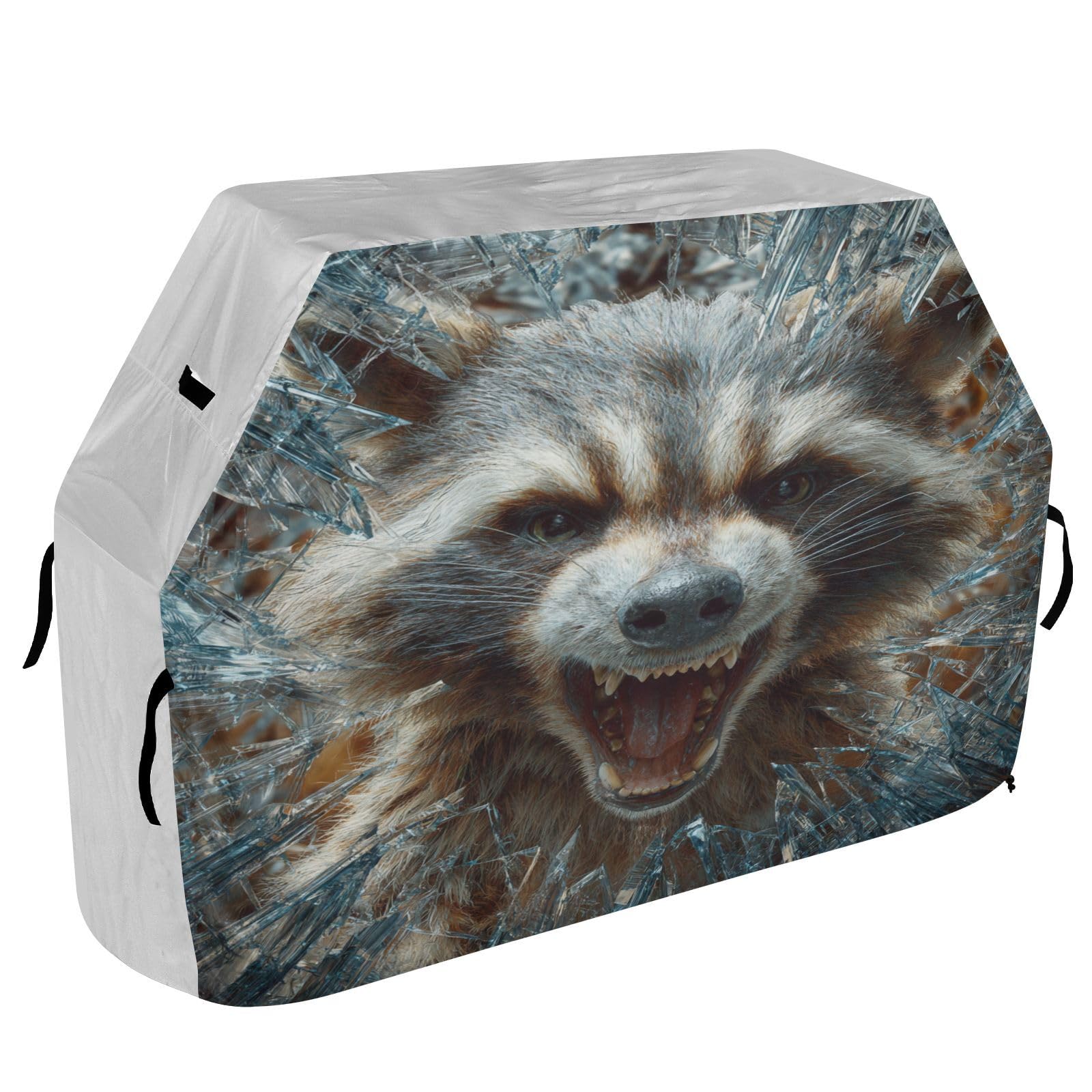 Fundas para ahumadores de 65 pulgadas, resistentes al viento, para exteriores, diseño 3D de mapache de animales enojados