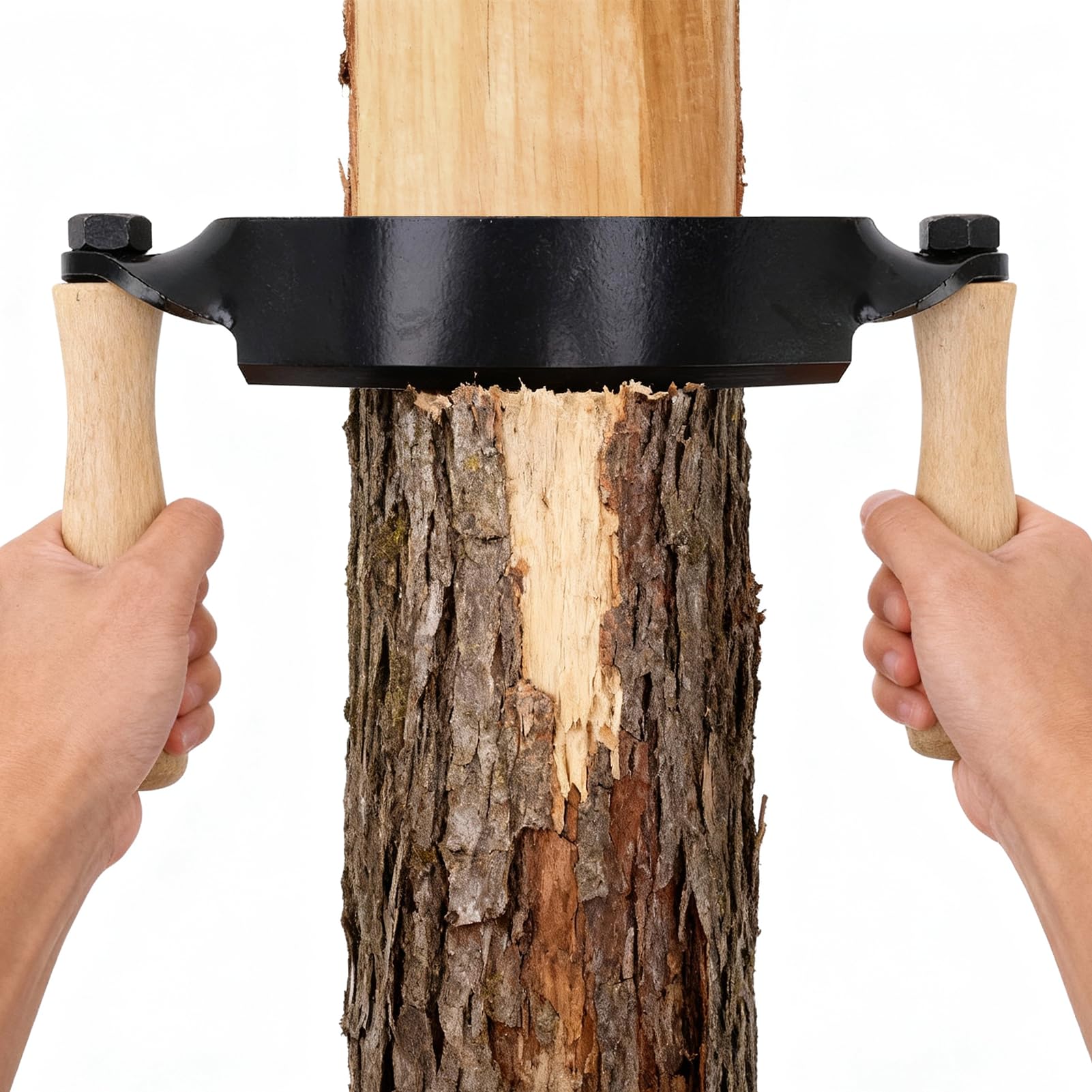 Couteau à écorce Lame En Acier Au Tungstène Manche En Bois Confortable Rasage Précis Haute Netteté Couteau à Tirage Incurvé Pour Charpentiers En Bois Tourneurs Et Sculpteurs Sur(10 pouces)
