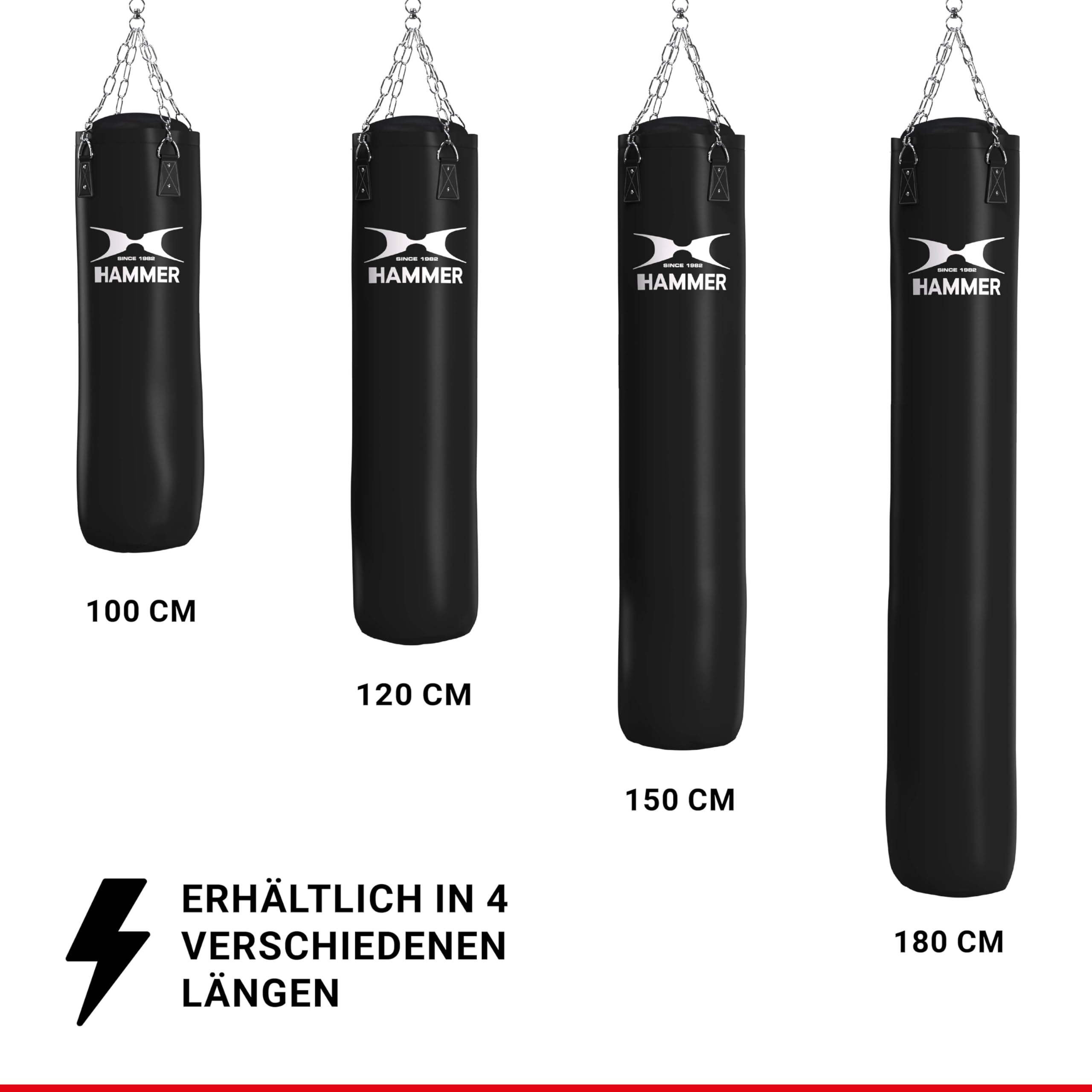 HAMMER BOXING Boxsack Premium Black Kick - Ideal für Box- und Kickbox-Training