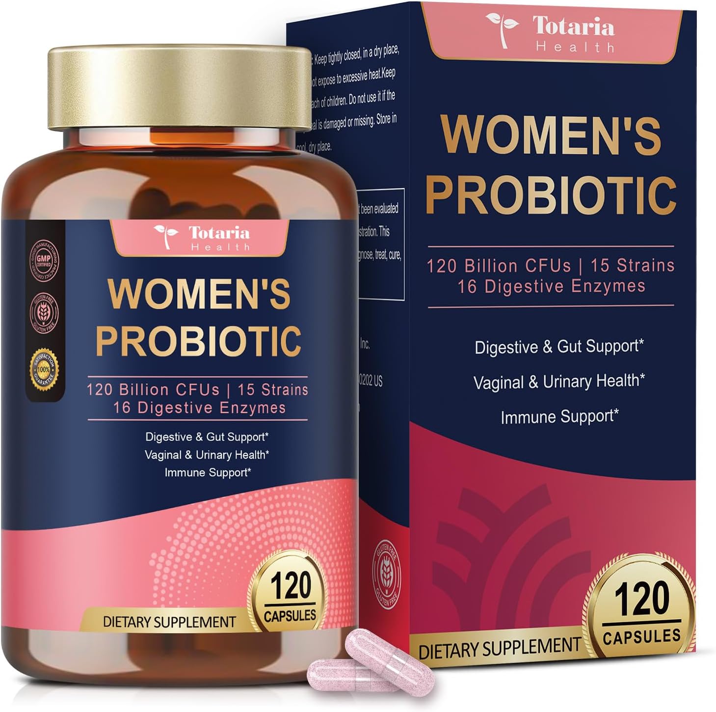 Probiotics for Women, 120 Billion Women Probiotic, Digestive Enzymes & Prebiotics, with Akkermansia, Cranberry, D-Mannose, for Gut, Vaginal, Urinary, Immune, PH Balance, 120 Vegan Capules Probiotics for Women, 120 Billion Women Probiotic, Digestive Enzymes & Prebiotics, with Akkermansia, Cranberry, D-Mannose, for Gut, Vaginal, Urinary, Immune, PH Balance, 120 Vegan Capules