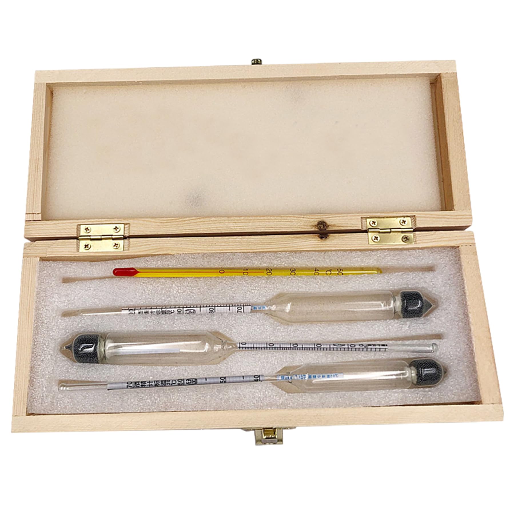 Kit de prueba de medidor de alcohol del hidrómetro, probador de alcohol a prueba de 0-100 0-100, medidor de alcohol graduado preciso con termómetro y caja de madera para vino, cerveza, sidra, prueba,