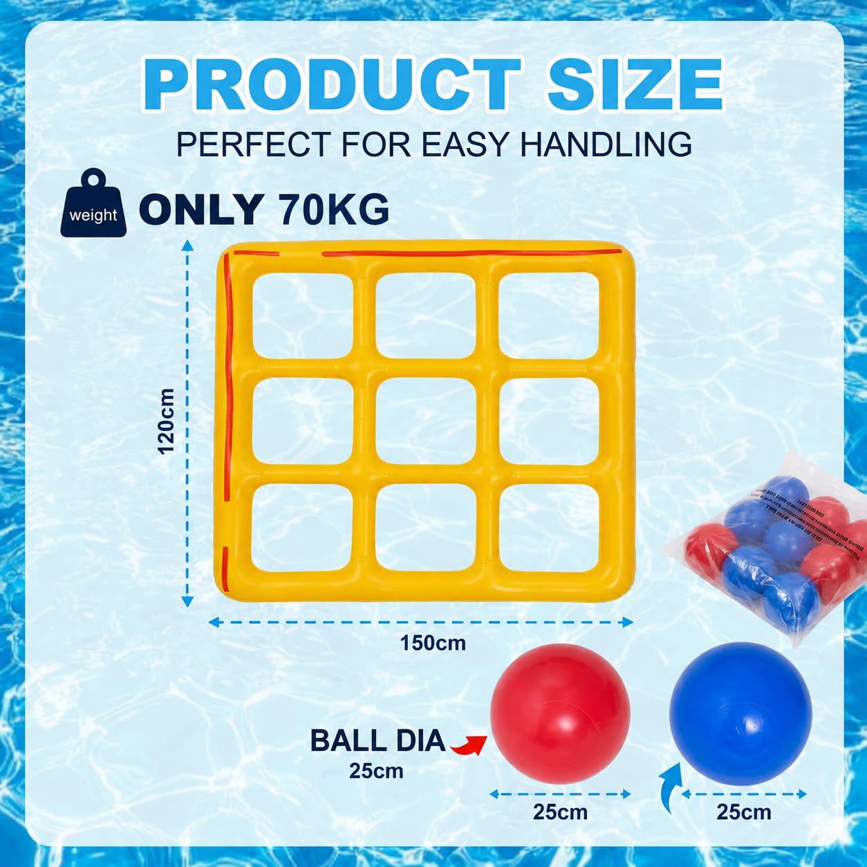 Giochi Piscina Tic Tac Toe, Giocattolo Gonfiabile per Piscina, Gonfiabili Piscina con 10 Palline, Galleggiante per Piscina Gioco, per Piscina, Spiaggia, Bambini e Adulti