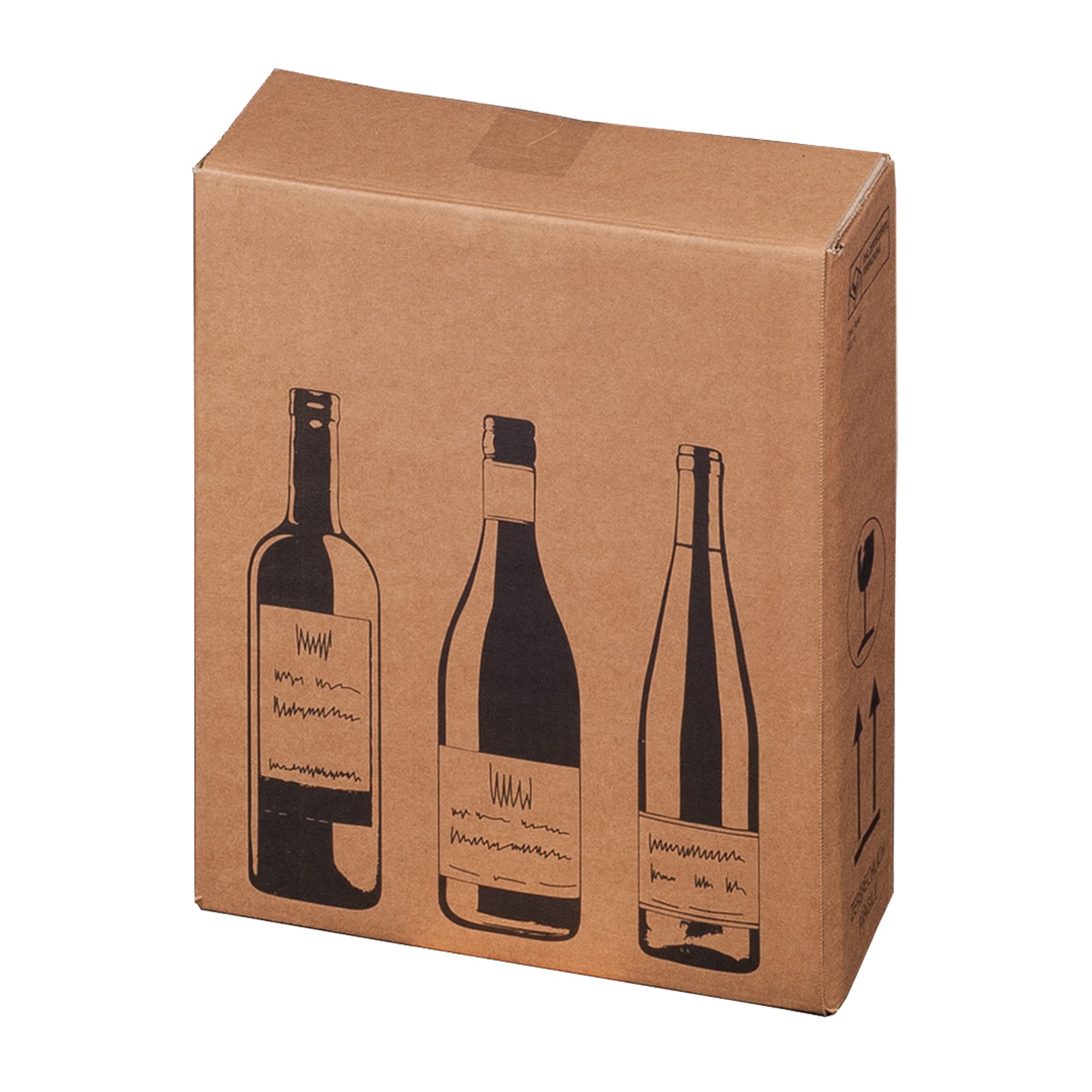 Scatole di cartone per spedizioni di vino, quantità: 10 pezzi, numero di bottiglie: 3 bottiglie