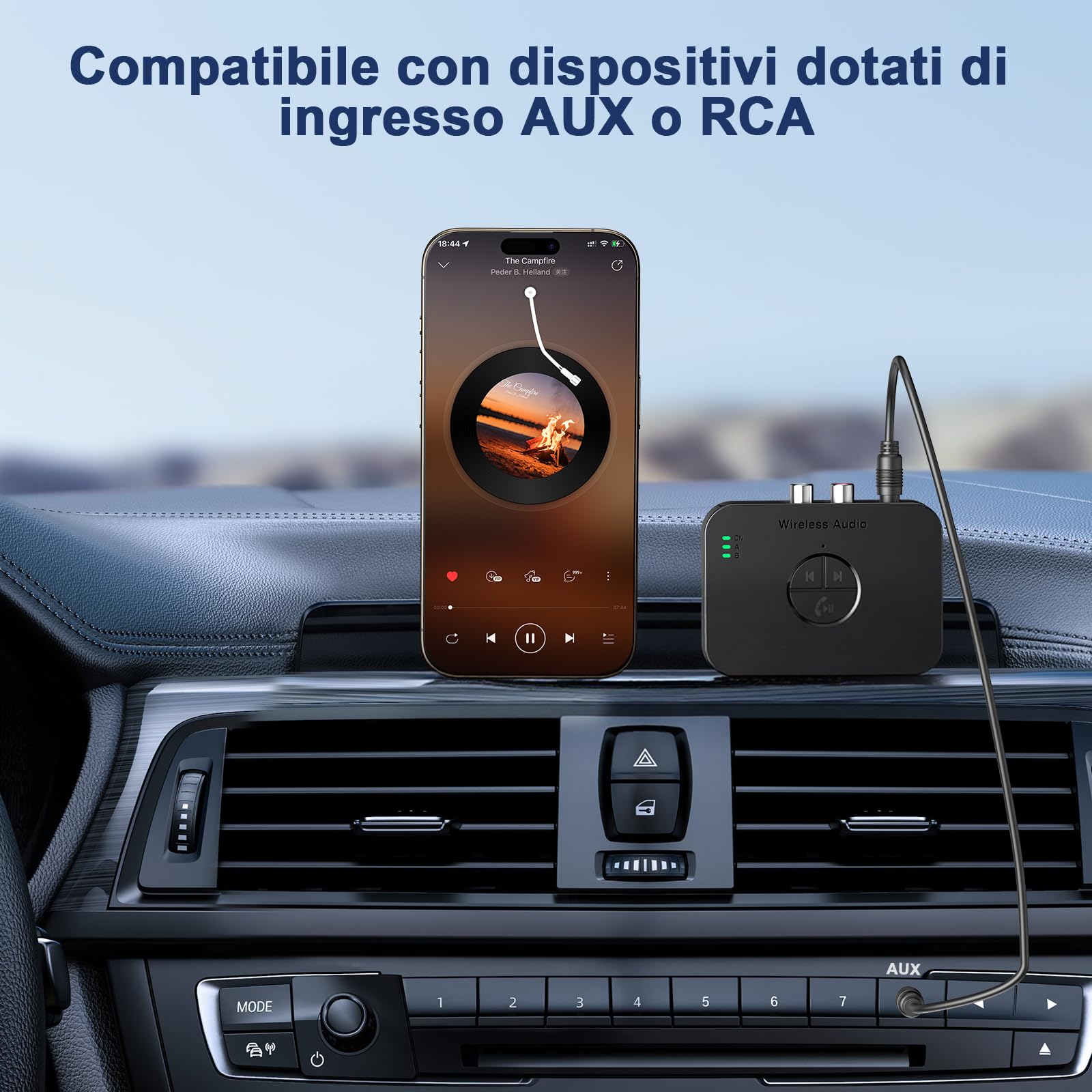 Adattatore Bluetooth 5.4 Impianto Stereo con Telecomando, Ricevitore Audio Wireless Hi-Fi con Jack Aux 3.5mm RCA