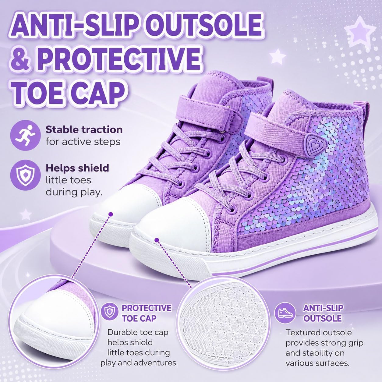 Sneakers for Girls, Kids Fashion High Top Casual Canvas Sequin Shoes