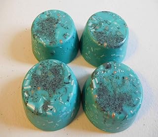 4 Teal Small Tower Busters Orgone Generator Energy Accumulator PERFECT GIFTING TOOL!!!! Made 7.83/432/528Hz Frequency with OM Chants Many Beautiful Ingredients!! Orgonite