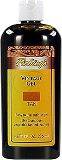 Fiebing's Vintage Gel (8 oz, Tan) - Antiquing & Restoration Gel for Contrasted Accent Finish on Smooth & Tooled Leather Boot, Shoe, Purse, Belt - Two-Toned Effect Emphasizes Leathercraft Embossing
