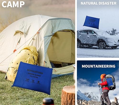 Miniatura 7 de Manta de supervivencia resistente, manta térmica de lona reflectante multifuncional, 60 x 83 pulgadas, impermeable, a prueba de arena, para camping,