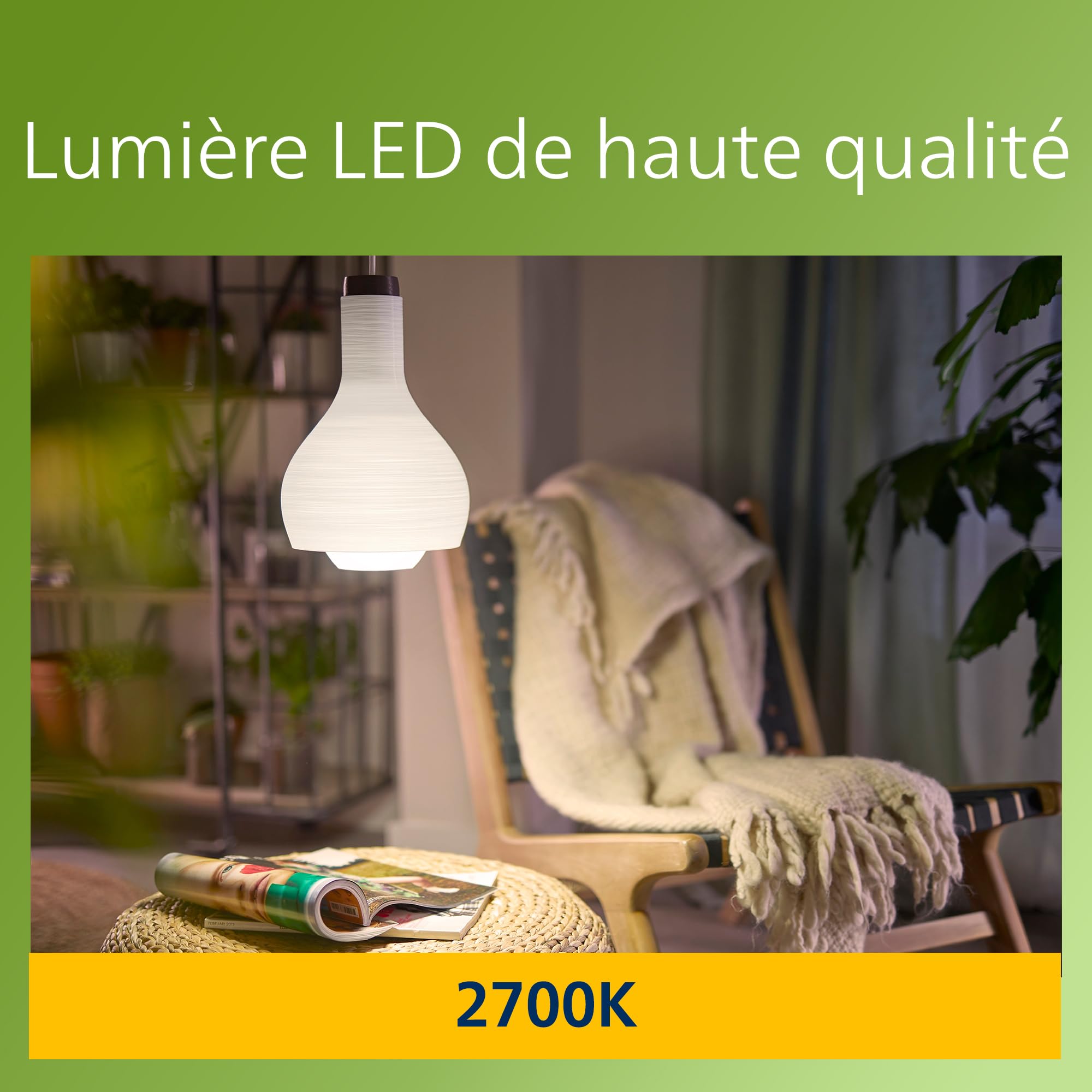 Philips Bombilla LED Mate Philips Eficiente, Casquillo E27 7.3W, 1535 Lúmens, Luz Blanca Cálida 2700k (Paquete de 4)