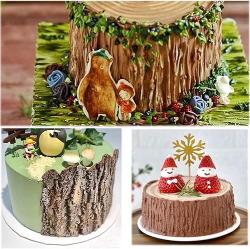 Miniatura 5 de Mujiang Moldes de silicona para tocones de árbol, textura de corteza de árbol, molde de impresión de fondant para decoración de pasteles, caramelo,