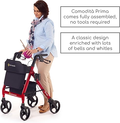 Miniatura 5 de Comodità Prima - Andador especial con asiento, andador con ruedas para adultos y personas mayores, asiento ortopédico de 16 pulgadas de ancho y 4