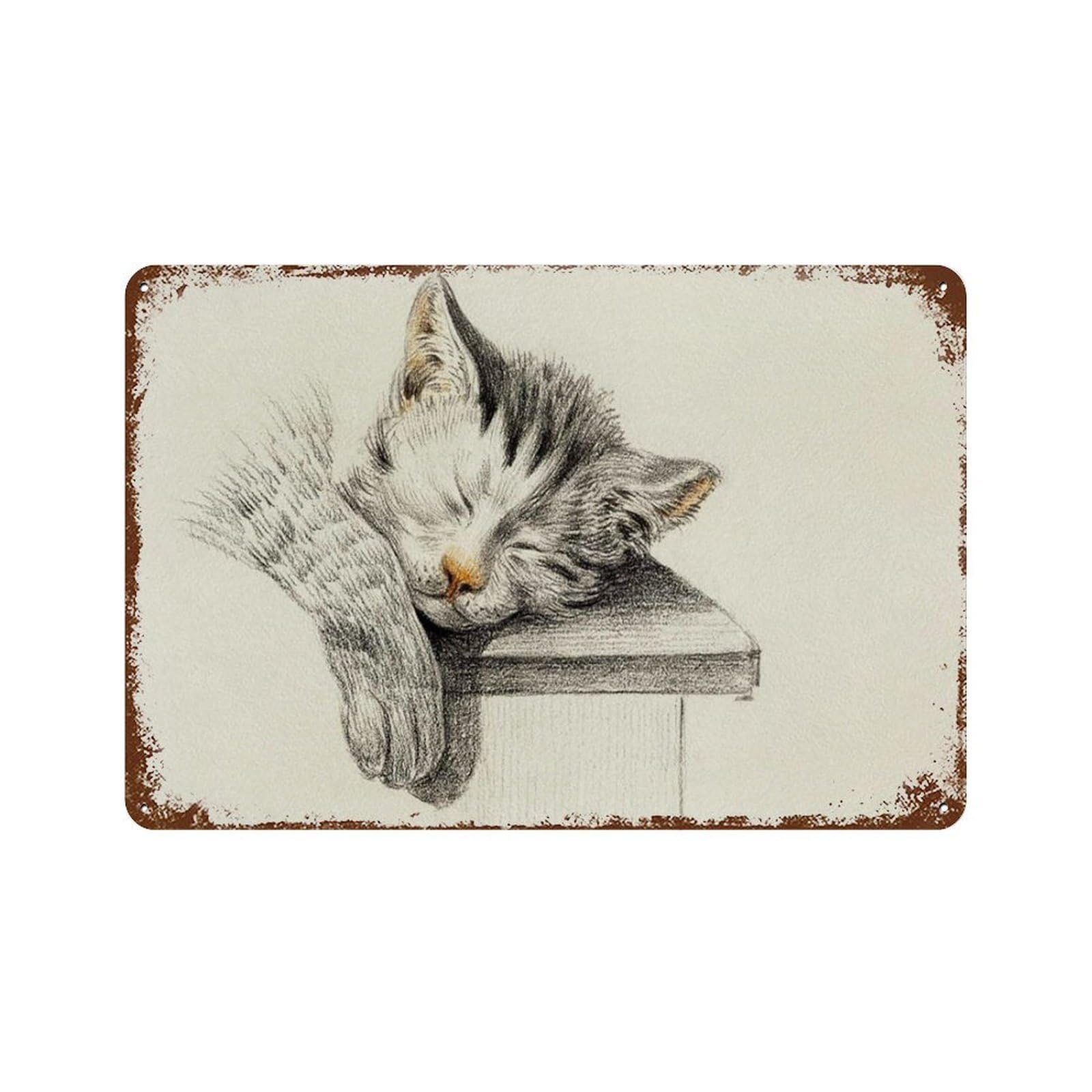 xiaoxiaoshen Cat Nursery Drawing Vintage Sketch Drawings Wall Decor Art Metal Tin Poster Modern Home Decor Art Home Bar Shop Decorations Vintage Sign 20x30cm