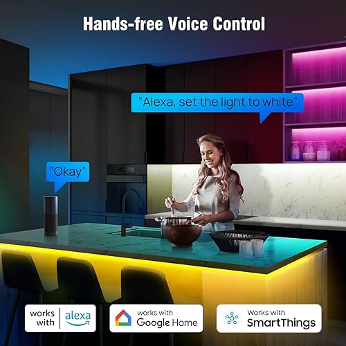 Miniatura 4 de Sengled Tira de luz LED multicolor inteligente Wi-Fi, 32.8 pies, no requiere concentrador, funciona con Alexa y Google Assistant, RGBW, alto brillo,