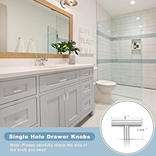 Vista 44 de Estmoon Paquete de 30 pomos de latón cepillado dorados para cajones, de acero inoxidable dorado cepillado para armarios, armarios, baño, accesorios