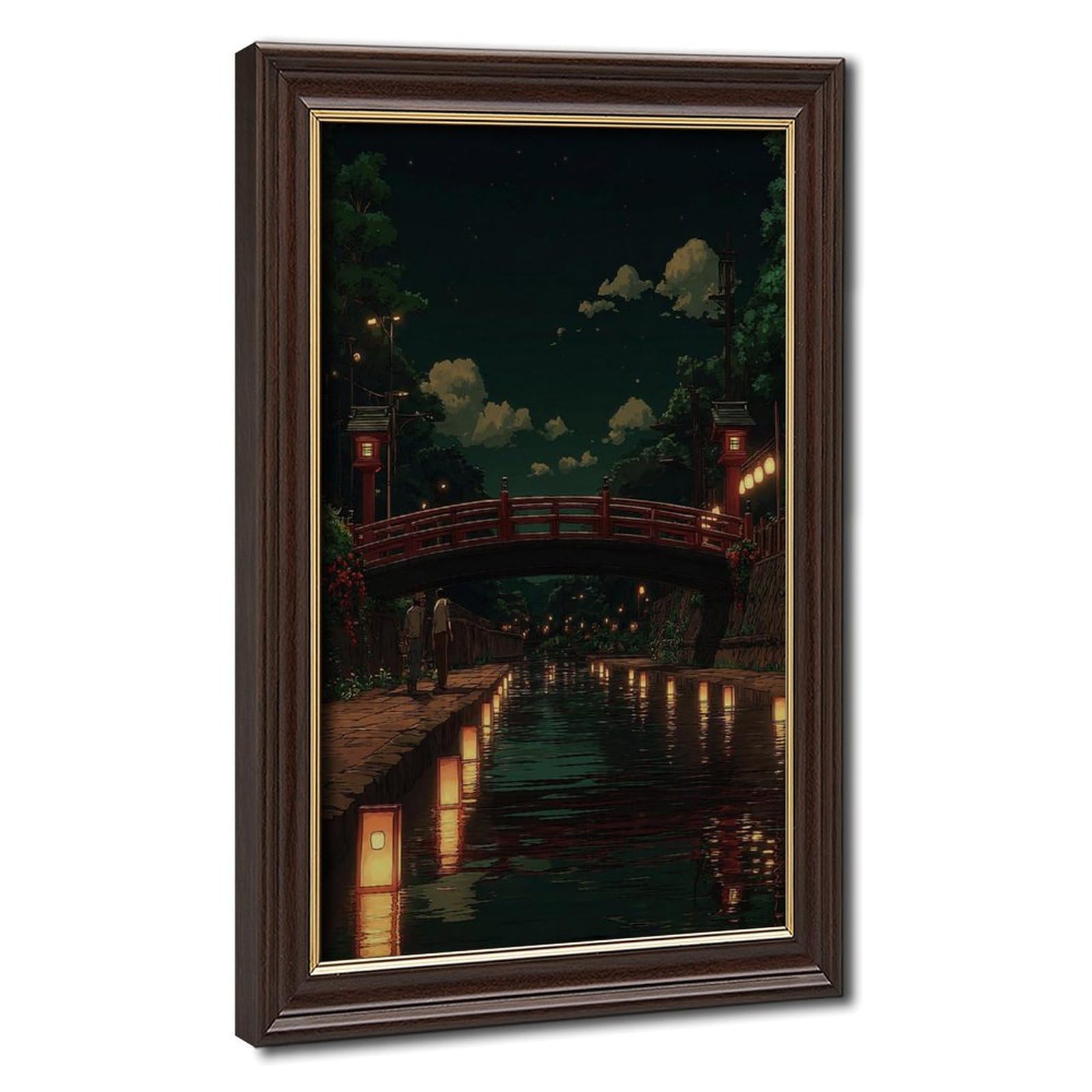 Bareronor Japanese Lantern Bridge (3) Canvas Poster Bedroom Decor Landscape Office Room Decor Gift 24" L X 36" W