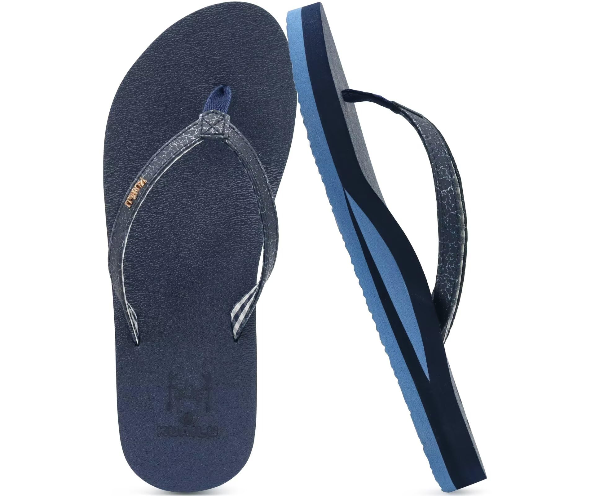 KuaiLu Womens Arch Support Flip Flops Comfortable Yoga Mat Slip on Summer Beach Walking Thong Cushion Sandals