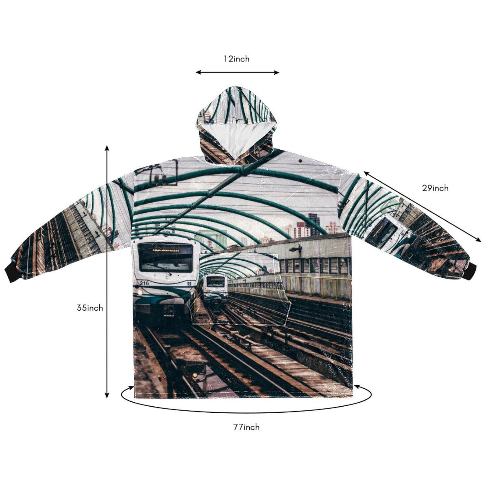 Bluza z kapturem z motywem toru pociągowego, oversize z kapturem dla kobiet, wygodna bluza, wielobarwny, rozmiar uniwersalny