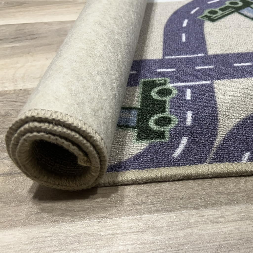 Alfombra Infantil Poble – diseño de Pueblo en Nylon Resistente– Ideal para Jugar con Coches– Segura, Lavable y Llena de Aventuras (200 x 200 cm)