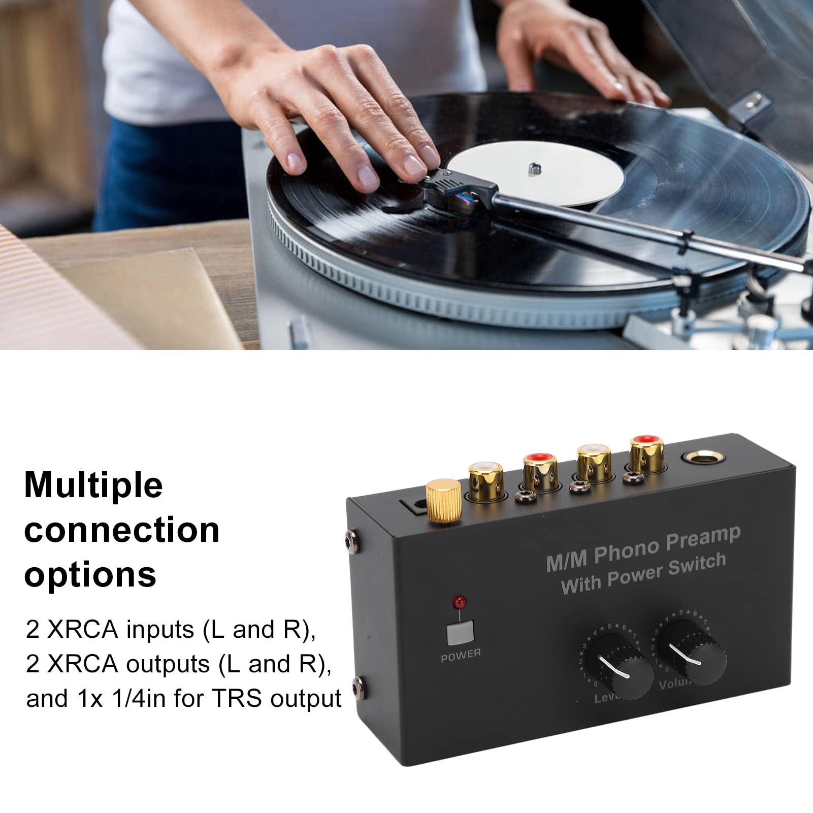 Przedwzmacniacz Gramofonowy Przedwzmacniacz Gramofonowy Przedwzmacniacz Gramofonowy Mini Audio Stereo Przedwzmacniacz Gramofonowy 2 XRCA L R Kontrola Poziomu Wyjściowego Sygnału Wejściowego 100-240 VA