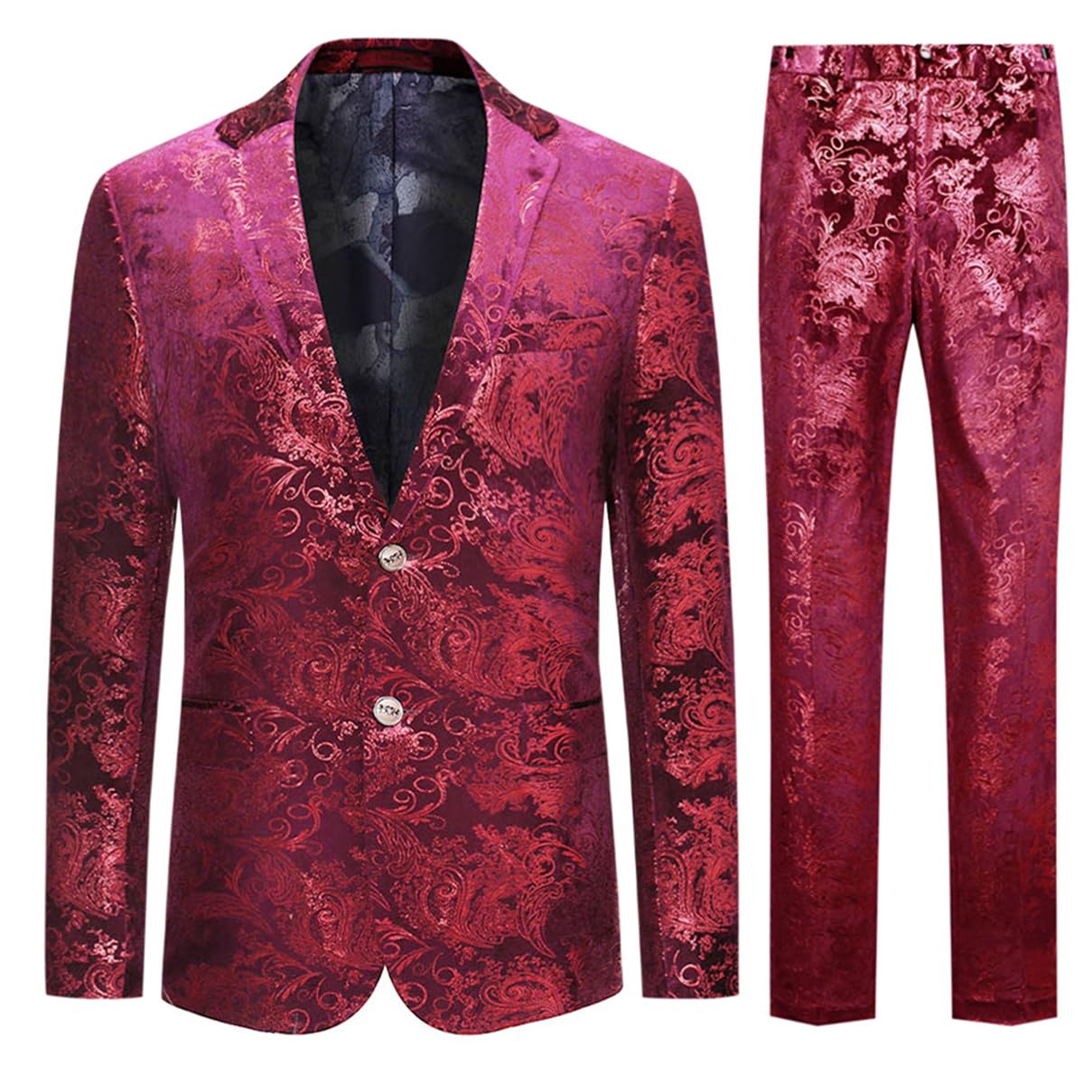 Allthemen Abito da Uomo in 2 Pezzi Slim Fit Casual Wedding Business Cena Jacquard Vestito Completo Giacche Blazer Pantaloni