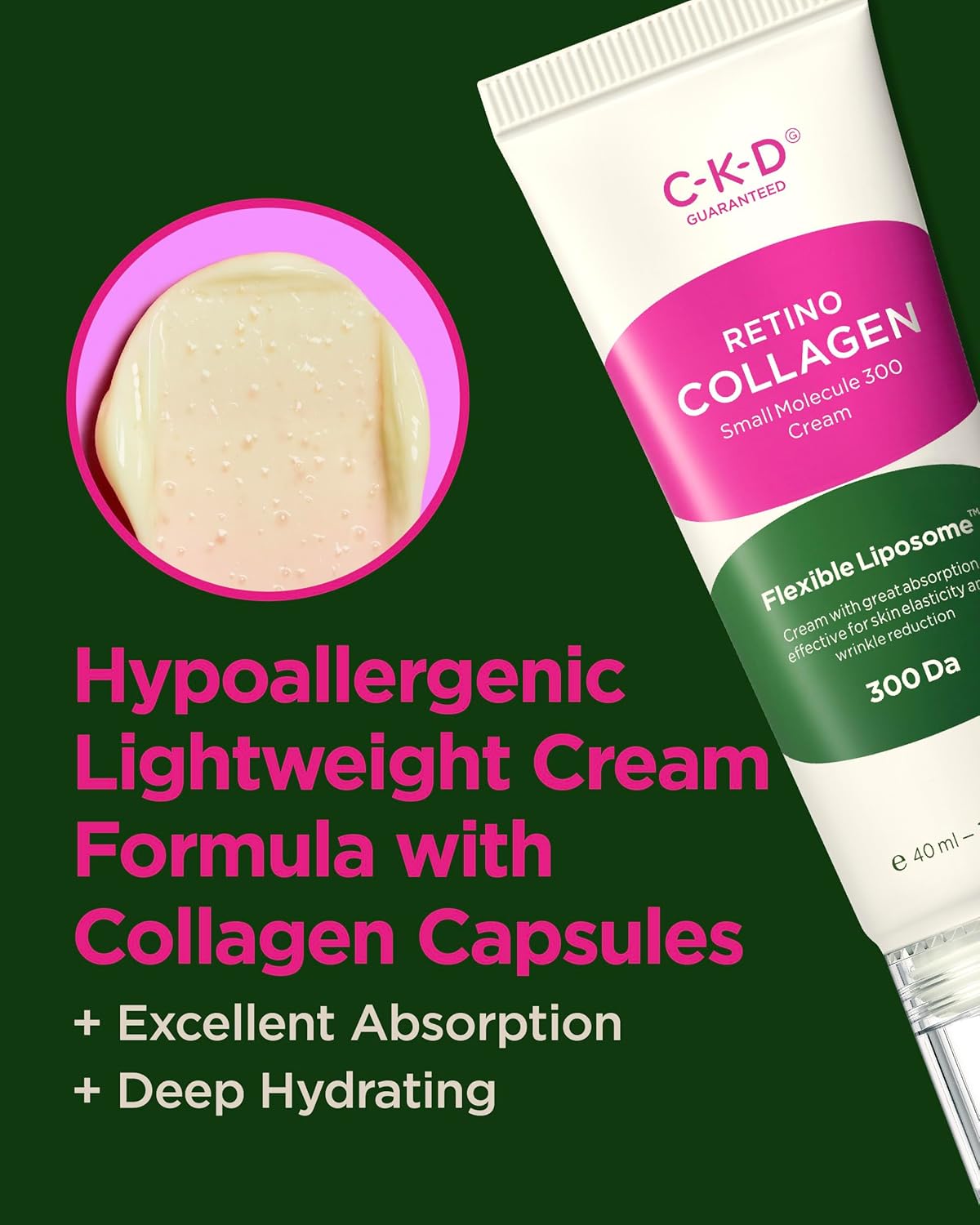 CKD Retino Collagen Firming Face Cream - Hydrolyzed Collagen & Retinol Moisturizer for Collagen Boosting, Improving Elasticity and Deep Hydration. Korean skincare. 1.35 fl oz - Image 3