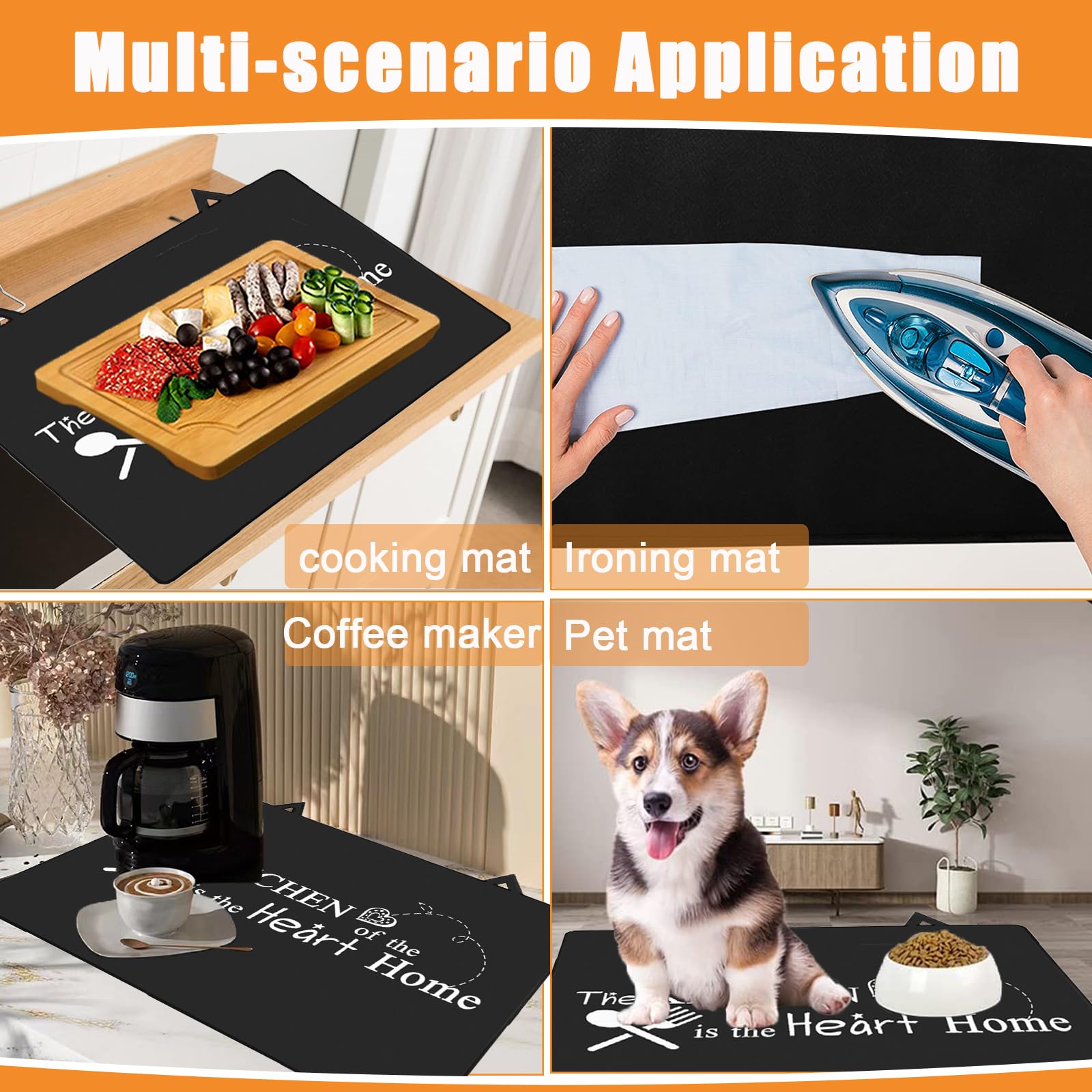 Alfombrilla protectora para placa de inducción, Placa de Cubierta de Cocina,Tapete de Inducción Silicona 62 * 53cm con 2 ganchos, alfombrilla protectora antideslizante para estufas, encimeras (01)